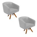 Ver imagem 2 de Poltrona Sala Decorativa Kit 2 Stella Base de Madeira Giratória Mm30 Sintético D03 - D’Rossi