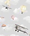 Ver imagem 1 de PAPEL DE PAREDE KANTAI HELLO KIDS - BALÃO E AVIÃO CINZA
