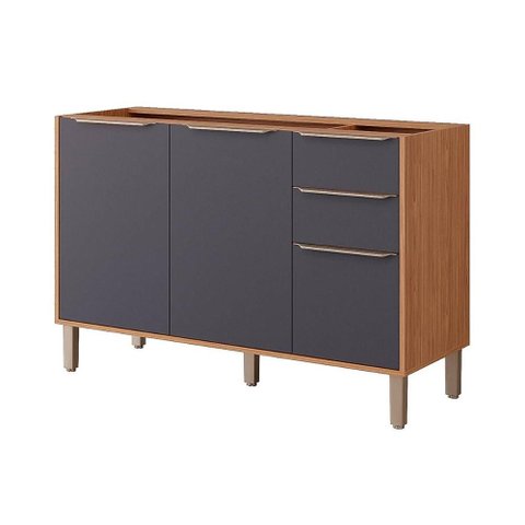 Balcão de Cozinha Modulado Esplêndida 3 Portas e 2 Gavetas S/tampo 120cm Freijo/titanium - Mgm