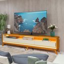 Ver imagem 1 de Rack para TV até 85 Polegadas Velaris 3 Gavetas 100% MDF com LED Naturale/Off White - Pnr Móveis