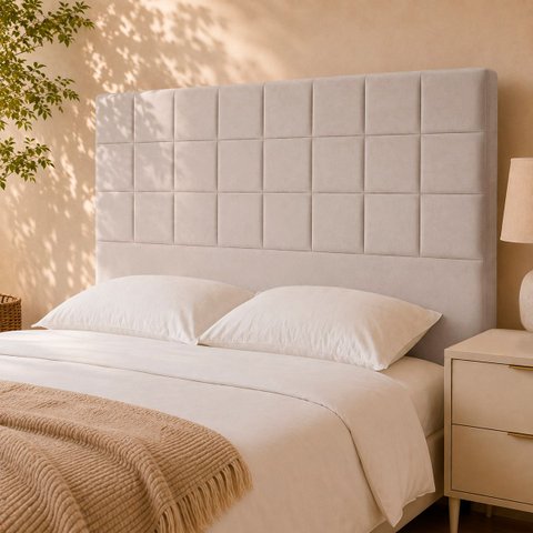Cabeceira Decorativa Florem para Cama de Casal 140 cm Bege