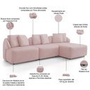 Ver imagem 4 de Sofá 4 Lugares com Chaise Direito Sala Living 288cm Arlo F04 Veludo Rosê - Lyam Decor