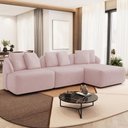 Ver imagem 1 de Sofá 4 Lugares com Chaise Direito Sala Living 288cm Arlo F04 Veludo Rosê - Lyam Decor