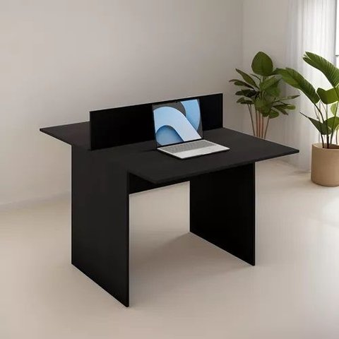 Mesa Escritório Plataforma 2 Lugares 90x120 - Cor: Preto Atacadao Moveis Escritorio