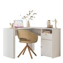 Ver imagem 2 de Mesa Escrivaninha Computador com Prateleira 1 Gaveta Escritorio Quarto Home Office Flora - Branco