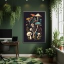Ver imagem 1 de Quadro Decorativo Cogumelos Místicos 70x50cm Mold Branca