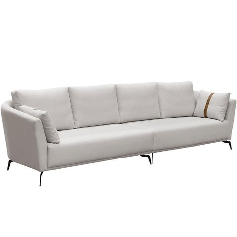 Sofá 4 Lugares Sala de Estar Living 270cm Pés Industrial Evan D06 Veludo Bege - Lyam Decor