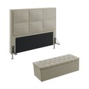 Ver imagem 1 de Kit Cabeceira Estofada Decorativa Para Cama Box Maia 160 Para Cama Queen e Calçadeira Sagitarius Cou