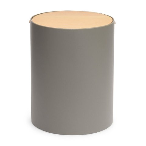Lixeira em Metal e Madeira Cinza 7 Litros 25cm 21319 Mart