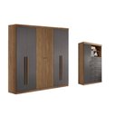 Ver imagem 1 de Guarda Roupa 2 Peças (1guardaroupa+1cômoda) Qc376 Jatobá/grafite - Santos Andirá