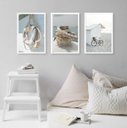 Ver imagem 2 de Kit 3 Quadros Coleção Praia Soft 24x18cm - com Vidro:madeira Preta
