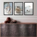 Ver imagem 1 de Kit 3 Quadros Coleção Praia Soft 24x18cm - com Vidro:madeira Preta