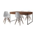 Ver imagem 6 de Mesa Jantar Industrial Retangular Amêndoa 137x90cm Base Ferro Preto C/4 Cadeiras Branca Amendoa