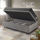Ver imagem 3 de Cama Box Solteiro Baú Corino Linho com Colchão Adapto Molas Ensacadas 88x188 Ecoflex