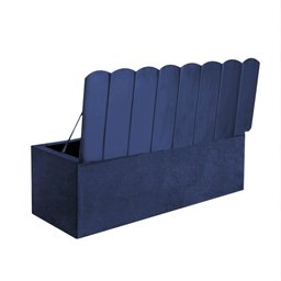 Calçadeira Recamier Baú Dallas 160cm Queen Size Para Quarto Box Suede Azul Marinho - Amey Decor - 2