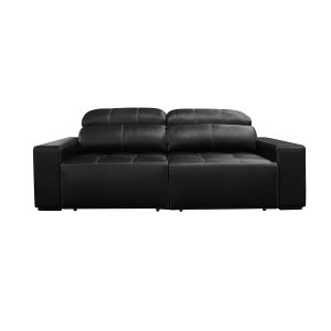 Sofá Retrátil e Reclinável de Couro Atami 2,50 M Preto Pigmentado - Mempra Design