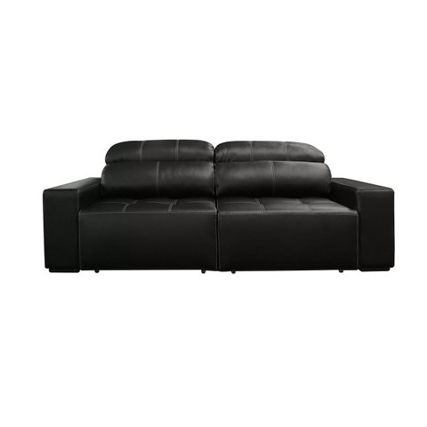 Sofá Retrátil e Reclinável de Couro Atami 2,50 M Preto Pigmentado - Mempra Design