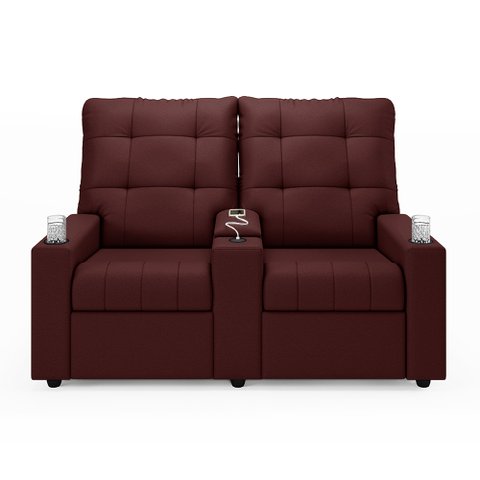 Poltrona do Papai Reclinável Sala de Cinema Palace 2 Lugares Manual Baú Usb Veludo Vinho G23 Encantu