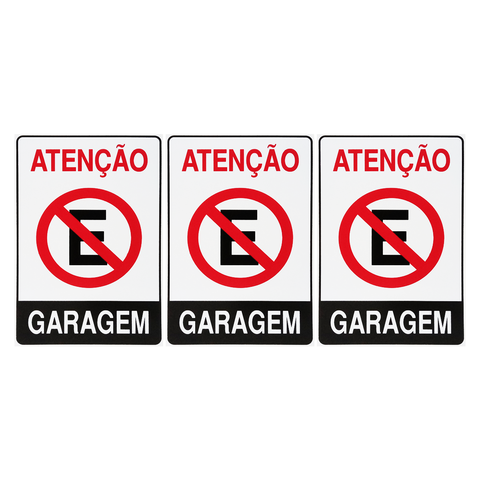Combo 10 Placas de Sinalização Atenção Proibido Estacionar Garagem 20x30 Acesso - P-4 F9e