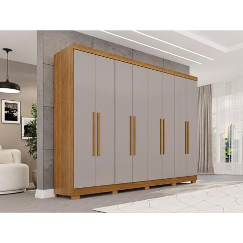 Guarda-Roupa Casal 8 Portas com Pés 241cm Multimóveis Cinamomo/Off White