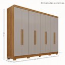 Ver imagem 4 de Guarda-Roupa Casal 8 Portas com Pés 241cm Multimóveis Cinamomo/Off White