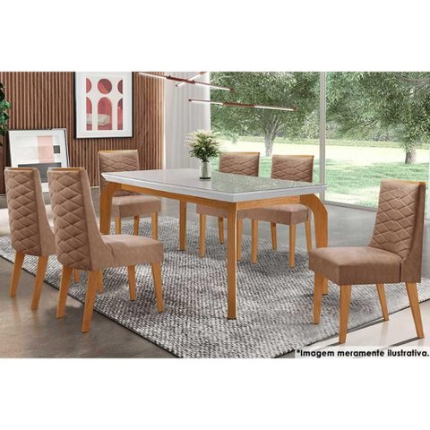 Mesa Sala Londrina 180 + 6 Cad Dafne Capuccino Rufato