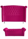 Ver imagem 1 de Kit Realeza Cabeceira de Cama Box e Calçadeira Baú Queen 160 Cm Suede Rosa Pink do Lar Móveis