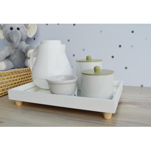 Kit Higiene Porcelana Bebê Unissex Maternidade Bancada Safari Bebê Térmica
