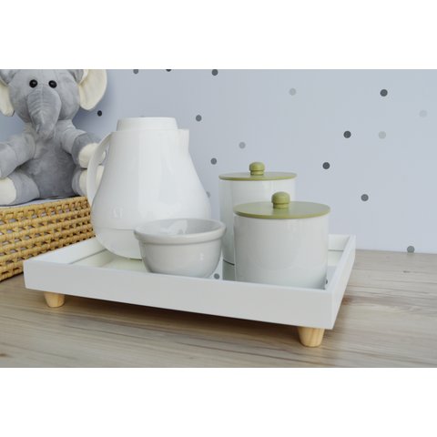 Kit Higiene Porcelana Bebê Unissex Maternidade Bancada Safari Bebê Térmica