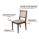 Ver imagem 3 de Cadeira de Jantar Suellen em Madeira e Mdf Mel Linho Cinza Prata