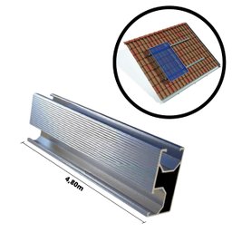 Perfil Barra Trilho Linha C Estrutura Suporte Fixador Placa Painel Solar Alumínio 4,80 Metros | Perf - 3
