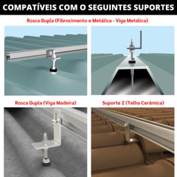Perfil Barra Trilho Linha C Estrutura Suporte Fixador Placa Painel Solar Alumínio 4,80 Metros | Perf - 4