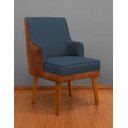 Ver imagem 3 de Kit 6 Cadeiras Virgínia C/ Braço Linho Azul Courissimo Nozes Linho Nozes Azul Jeans