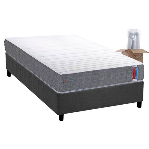 Conjunto Box Solteiro: Colchão Espuma Herval D28 Singlecore + Base Crc Suede Gray (88x188)