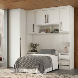 Quarto Modulado Solteiro Mdf 4 Peças Lotus Belmax:branco - 2