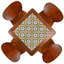 Ver imagem 3 de Cj Mesa Madeira Azulejo 60x60cm - Bistrô Fixa 98cm + 4 Banquetas 73 - Natural - Anos Dourados
