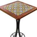 Ver imagem 2 de Cj Mesa Madeira Azulejo 60x60cm - Bistrô Fixa 98cm + 4 Banquetas 73 - Natural - Anos Dourados