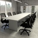 Ver imagem 1 de Mesa de Reunião Cinza 3,80m x 1,10m 2 Caixas de Tomadas F5