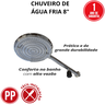 Chuveiro de Água Fria Tam 8" com Registro Cor Cromado Durín - 2