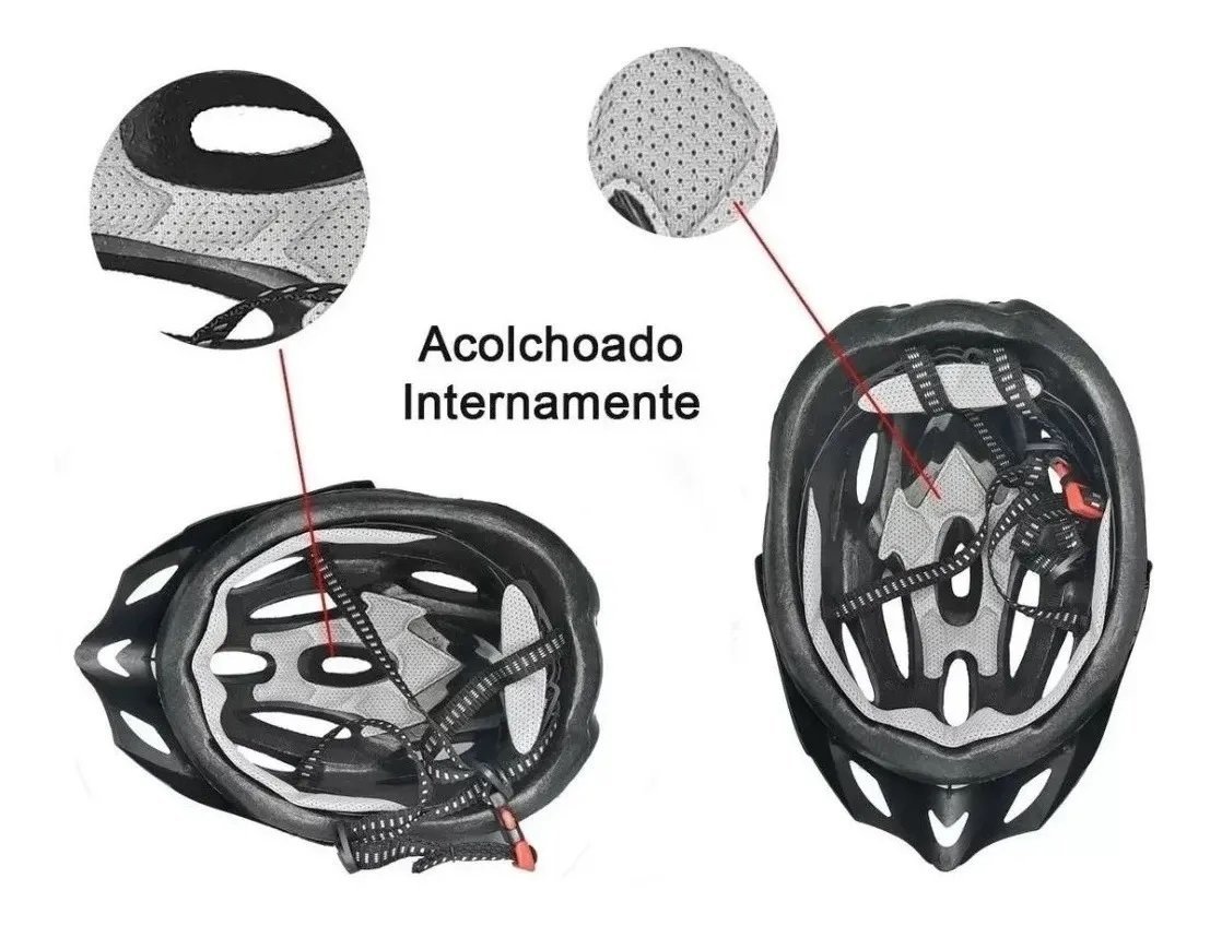 Capacete Bike Mtb Vermelho + Óculos Ciclismo com Proteção Uv - Vermelho - G - 2
