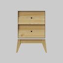 Ver mais imagens de Conjunto 1 Mesa de Cabeceira + 1 Cômoda 4 Gavetas Retrô Angle Madeira / MDF Branco /Pinus Nuv