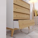 Ver imagem 5 de Conjunto 1 Mesa de Cabeceira + 1 Cômoda 4 Gavetas Retrô Angle Madeira / MDF Branco /Pinus Nuv