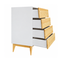 Ver imagem 3 de Conjunto 1 Mesa de Cabeceira + 1 Cômoda 4 Gavetas Retrô Angle Madeira / MDF Branco /Pinus Nuv