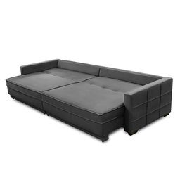 Sofá Cama Retrátil e Reclinável 2,10m com Molas Karen Veludo Cinza Adonai Estofados - 3