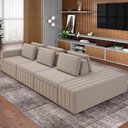 Ver imagem 6 de Sofá Ilha com Puff para Sala Living 365cm Amber M03 Veludo Bege - Lyam Decor