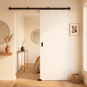 Ver imagem 1 de Porta Branca 70x210cm + Kit de Correr Preto de Sobrepor