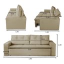 Ver imagem 3 de Sofá Retrátil e Reclinável 2 Lugares com Molas 1,80m Veronica Suede Bege