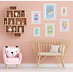 Kit Composição 6 Quadros Pequeno Príncipe - Selos:moldura Branca - 1