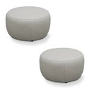 Ver imagem 1 de Kit 2 Puffs Decorativos Mariele Sala de Estar Pés em Madeira Couro Off White G88 - Gran Belo