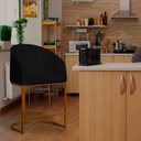 Ver imagem 2 de Poltrona Estilo Banqueta Decorativa Mia Suede Base Metal Bronze - Estopar Poltrona Mia Suede Preto